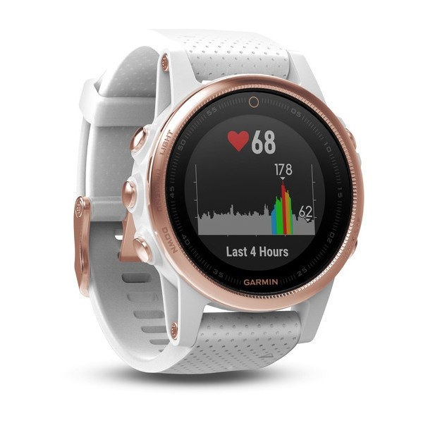 Rose Gold/White Garmin fēnix 5s Sapphire Glass Premium and Rugged Smaller-Sized Multisport GPS Smartwatch 
